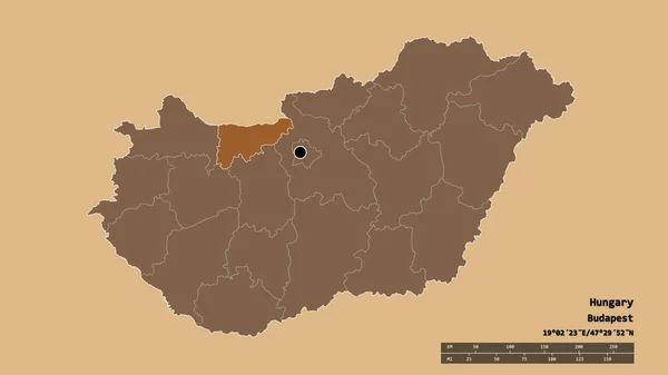 Розчарована Форма Угорщини Столицею Основним Регіональним Поділом Відокремленою Територією Комаром — стокове фото