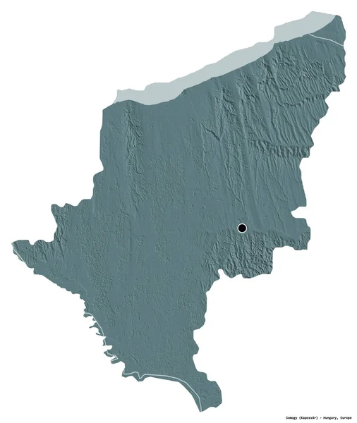 索摩尼的形状 匈牙利县 其首都被白色背景隔离 彩色高程图 3D渲染 — 图库照片