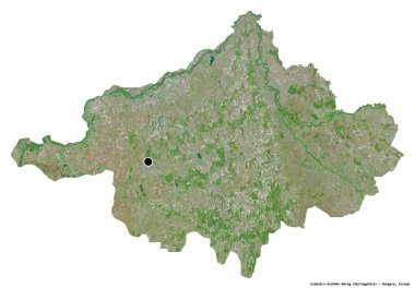 Macaristan 'ın başkenti Szabolcs-Szatmar-Bereg' in beyaz arka planda izole edilmiş hali. Uydu görüntüleri. 3B görüntüleme