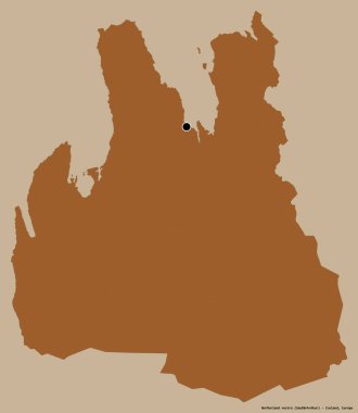 Norurland Vestra 'nın şekli, İzlanda bölgesi, başkenti katı bir renk arkaplanı ile izole edilmiş. Desenli dokuların bileşimi. 3B görüntüleme