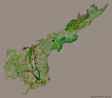 Andhra Pradesh 'in şekli, Hindistan eyaleti, başkenti katı renk arkaplanı ile izole edilmiş. Uydu görüntüleri. 3B görüntüleme