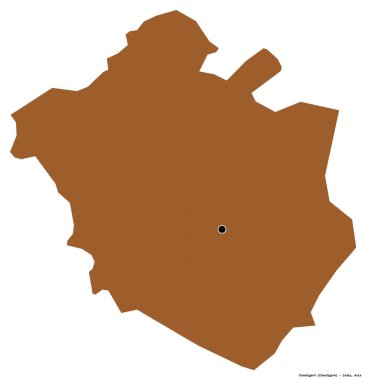 Chandigarh 'ın şekli, Hindistan' ın birlik bölgesi, başkenti beyaz arka planda izole edilmiş. Desenli dokuların bileşimi. 3B görüntüleme