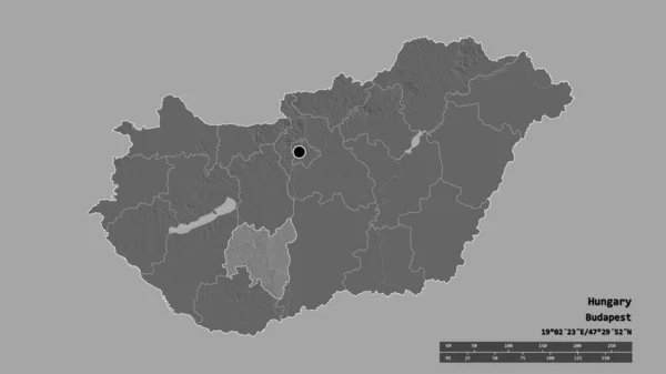 Розчарована Форма Угорщини Столицею Основним Регіональним Поділом Відокремленою Територією Толни — стокове фото