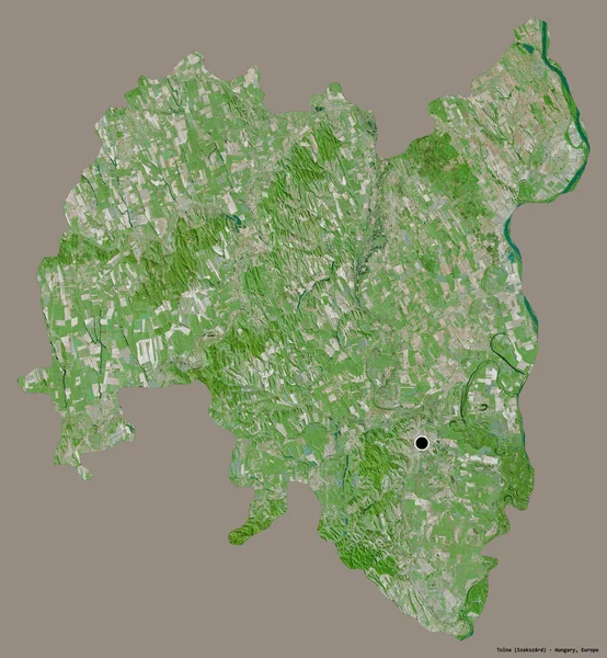 匈牙利托尔纳的形状 首都被隔离在纯色的背景上 卫星图像 3D渲染 — 图库照片