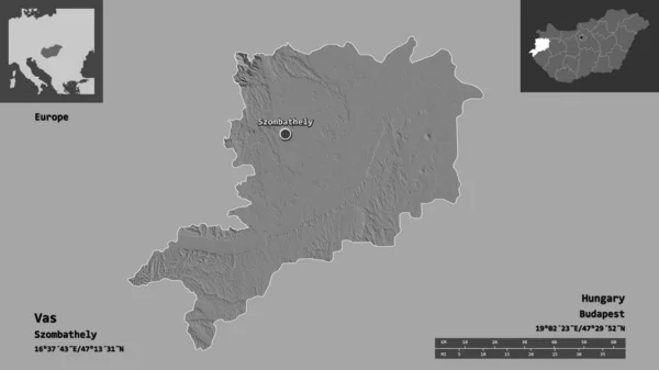 Форма Васа Графства Венгрия Столицы Шкала Расстояний Предварительные Просмотры Метки — стоковое фото