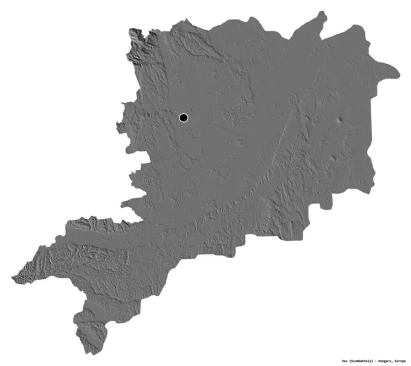 Vorm Van Vas Provincie Van Hongarije Met Hoofdstad Geïsoleerd Witte — Stockfoto