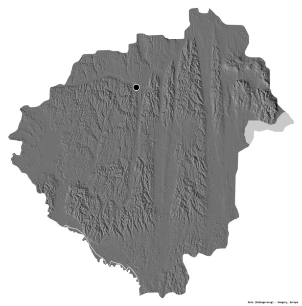 Muoto Zala Läänin Unkari Sen Pääkaupunki Eristetty Valkoisella Pohjalla Bilevelin — kuvapankkivalokuva