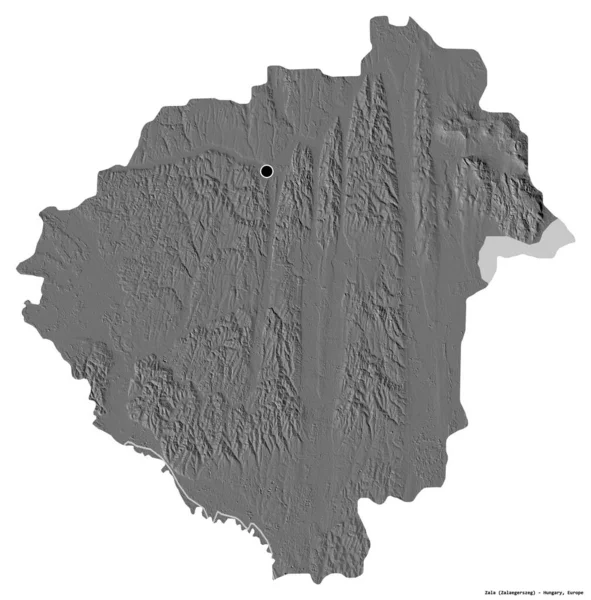 Shape Dari Zala Kabupaten Hungaria Dengan Ibukotanya Terisolasi Dengan Latar — Stok Foto