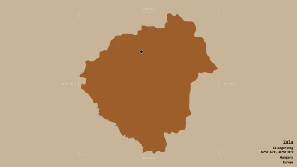 匈牙利Zala县的一个地区 以坚实的背景隔离在一个地理参考方块中 图形纹理的组成 3D渲染 — 图库照片