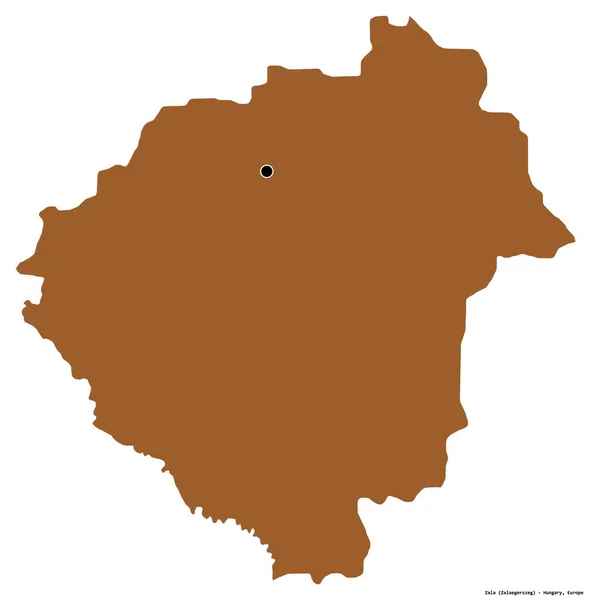 Forma Zala Condado Hungria Com Sua Capital Isolada Fundo Branco — Fotografia de Stock