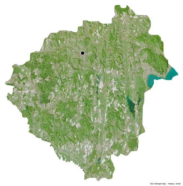 Form Zala Grevskapet Ungern Med Dess Huvudstad Isolerad Vit Bakgrund — Stockfoto