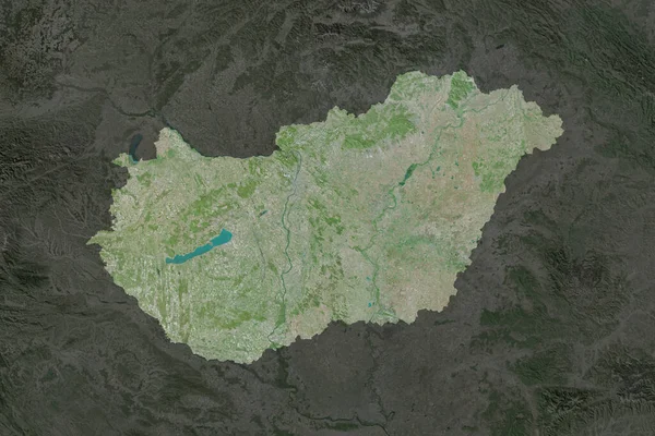 Shape Hungary Separated Desaturation Neighboring Areas Satellite Imagery Rendering — Stock Photo, Image
