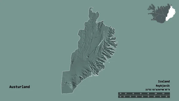 Forma Austurland Región Islandia Con Capital Aislada Sobre Fondo Sólido —  Fotos de Stock
