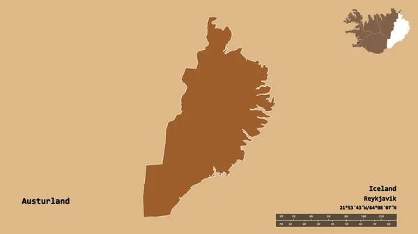 Forma Austurland Regione Dell Islanda Con Sua Capitale Isolata Uno — Foto Stock