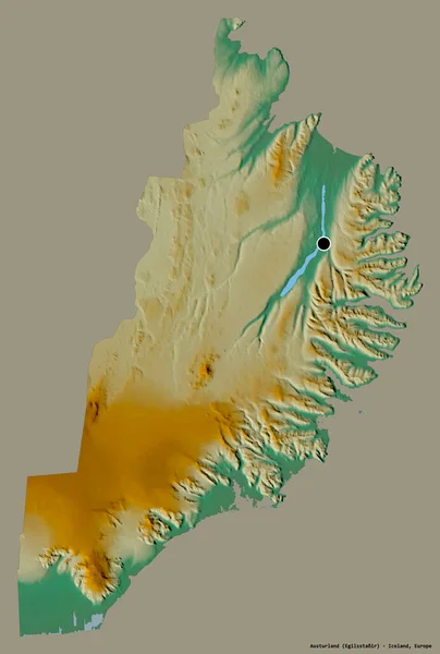 Forme Austurland Région Islande Avec Capitale Isolée Sur Fond Couleur — Photo