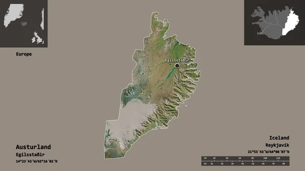 Forma Austurland Región Islandia Capital Escala Distancia Vistas Previas Etiquetas — Foto de Stock