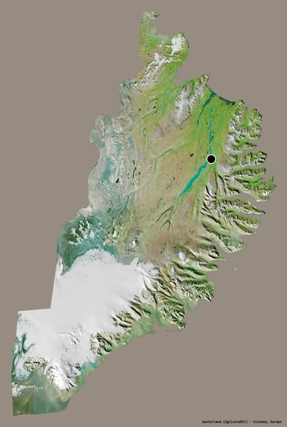 Форма Остурланду Регіону Ісландії Столицею Ізольованою Суцільному Кольоровому Тлі Супутникові — стокове фото