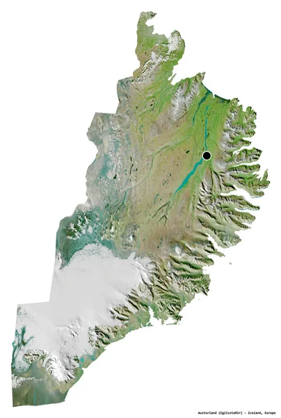Σχήμα Austurland Περιοχή Της Ισλανδίας Κεφάλαιό Της Απομονωμένο Λευκό Φόντο — Φωτογραφία Αρχείου