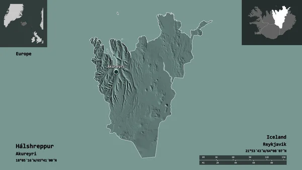 Tvar Halshreppuru Islandského Regionu Jeho Hlavního Města Měřítko Vzdálenosti Náhledy — Stock fotografie