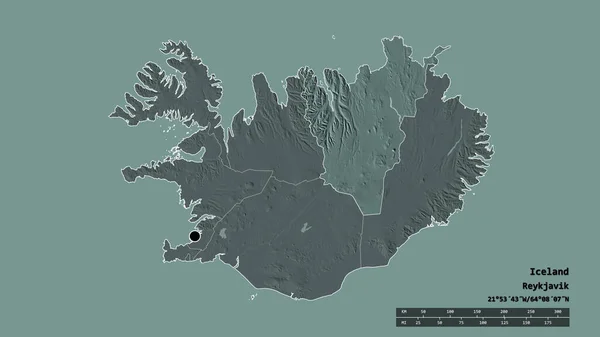 Forma Desnaturalizada Islandia Con Capital División Regional Principal Zona Separada — Foto de Stock