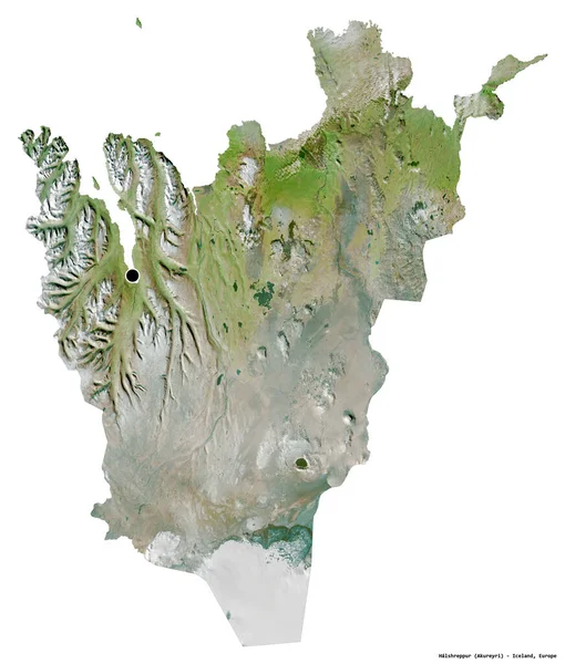 Форма Халшреппур Область Исландии Столицей Изолированы Белом Фоне Спутниковые Снимки — стоковое фото