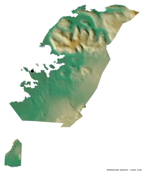 Forme Hofuborgarsvi Région Islande Avec Capitale Isolée Sur Fond Blanc — Photo