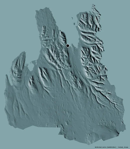 Form Norurland Vestra Region Island Med Sin Huvudstad Isolerad Solid — Stockfoto