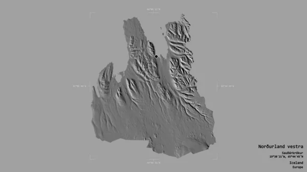 Gebiet Von Norurland Vestra Region Von Island Isoliert Auf Einem — Stockfoto