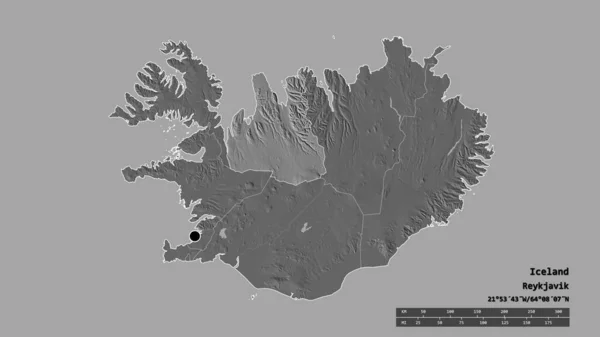 Обесцвеченная Форма Исландии Столицей Главным Региональным Делением Разделенной Вестрой Норурланда — стоковое фото