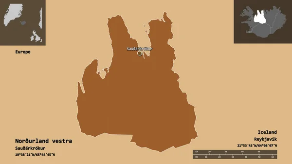 Forme Norurland Vestra Région Islande Capitale Échelle Distance Aperçus Étiquettes — Photo