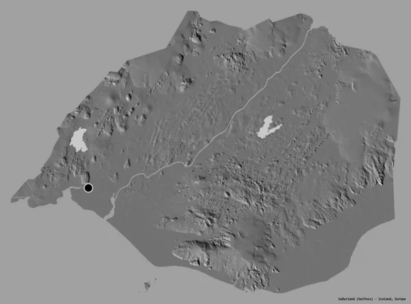 Forma Suurland Región Islandia Con Capital Aislada Sobre Fondo Color — Foto de Stock