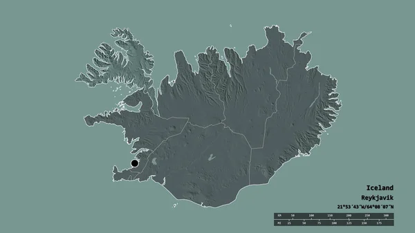 Forma Desolata Dell Islanda Con Sua Capitale Principale Divisione Regionale — Foto Stock