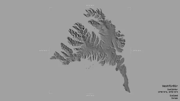 Gebiet Von Vestfirir Region Von Island Isoliert Auf Einem Soliden — Stockfoto