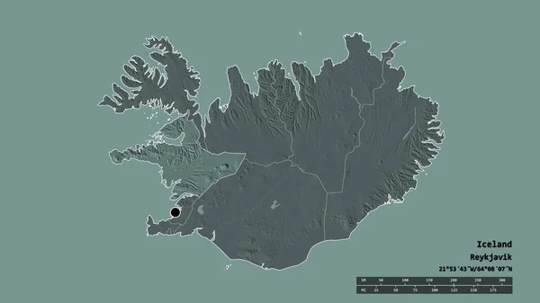 아이슬란드의 사막화 모습과 그리고 베스터 지역이 있었다 라벨이요 지형도 렌더링 — 스톡 사진