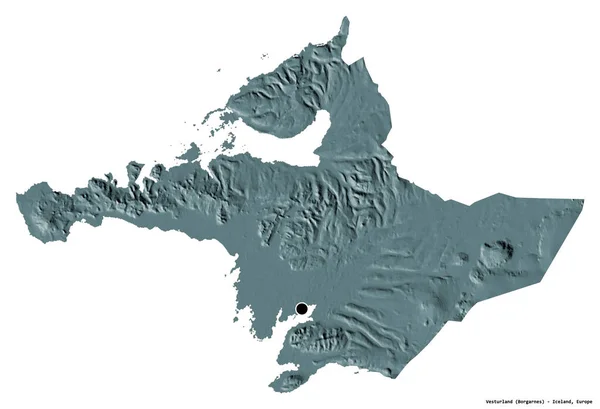 Forma Vesturland Región Islandia Con Capital Aislada Sobre Fondo Blanco —  Fotos de Stock