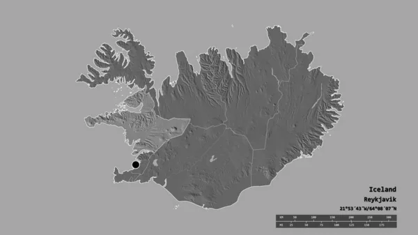 Forma Desnaturalizada Islandia Con Capital División Regional Principal Zona Separada — Foto de Stock