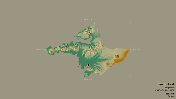 Zona Vesturland Región Islandia Aislada Sobre Fondo Sólido Una Caja —  Fotos de Stock