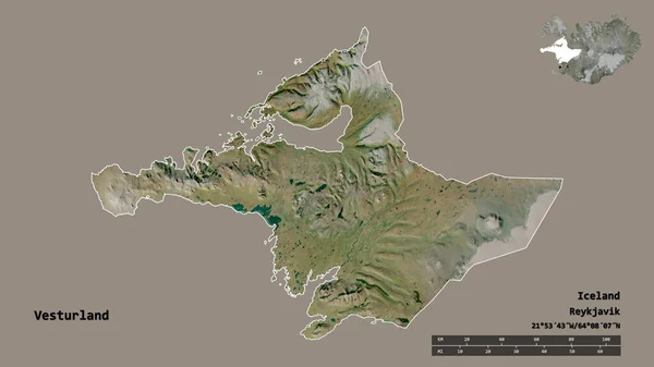 Forma Vesturland Región Islandia Con Capital Aislada Sobre Fondo Sólido —  Fotos de Stock