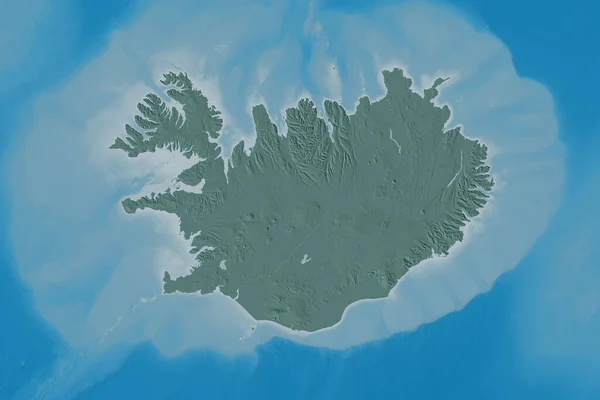 Área Alargada Islândia Mapa Elevação Colorido Renderização — Fotografia de Stock
