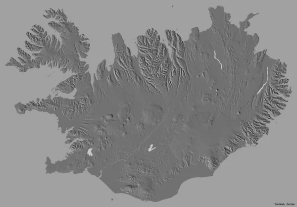 Tvar Islandu Jeho Hlavním Městem Izolované Pevném Barevném Pozadí Mapa — Stock fotografie