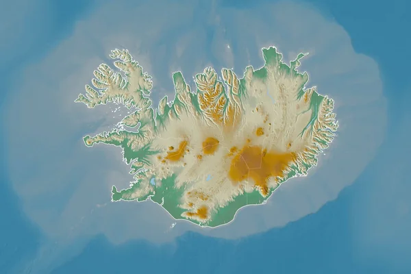 Superficie Étendue Islande Avec Contour Par Pays Frontières Internationales Régionales — Photo