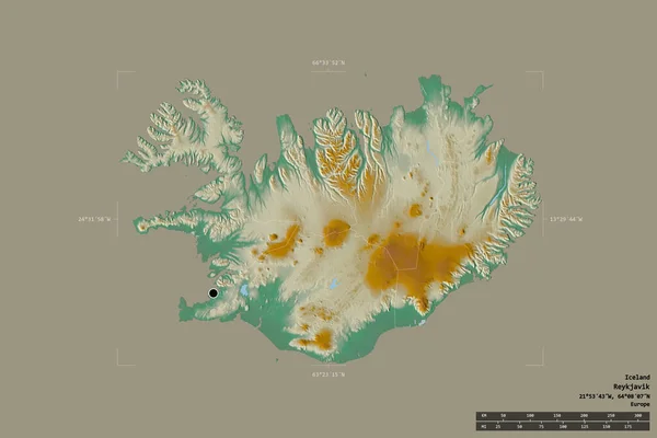 Zona Islandia Aislada Sobre Fondo Sólido Una Caja Georeferenciada División — Foto de Stock