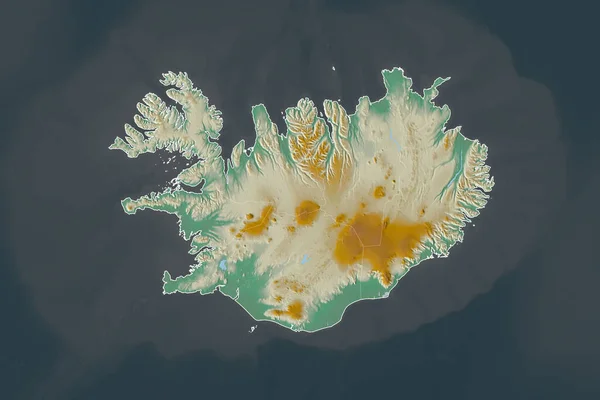 Formen Island Åtskild Desaturering Angränsande Områden Gränser Topografisk Hjälpkarta Rendering — Stockfoto