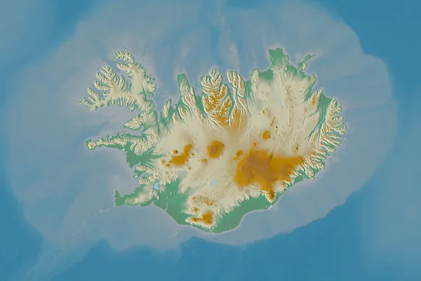 Área Extendida Islandia Mapa Topográfico Relieve Renderizado —  Fotos de Stock