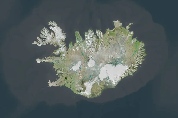 Forma Islandia Separada Por Desaturación Las Áreas Vecinas Imágenes Satélite —  Fotos de Stock