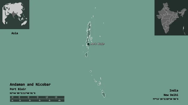 Forma Andaman Nicobar Territorio Sindacale Dell India Sua Capitale Scala — Foto Stock