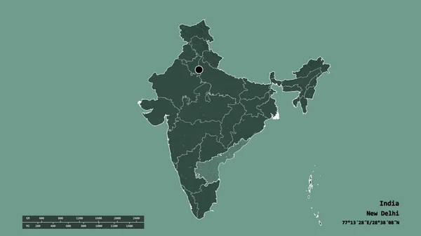 Обесцвеченная Форма Индии Столицей Главным Региональным Разделением Отделенной Областью Андхра — стоковое фото