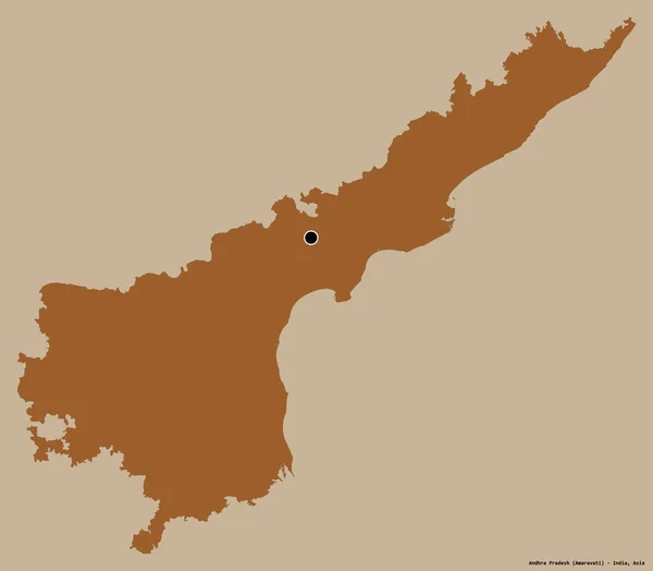 Форма Андхра Прадеш Штат Индия Столицей Изолированы Твердом Цветном Фоне — стоковое фото