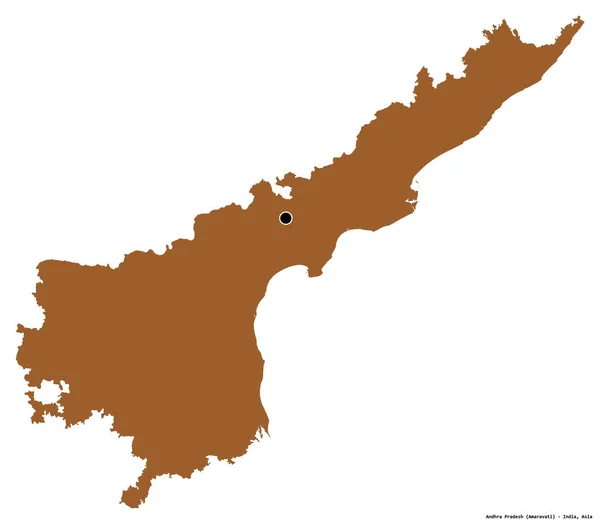 Kształt Andhra Pradesh Stan Indie Jego Kapitału Izolowane Białym Tle — Zdjęcie stockowe