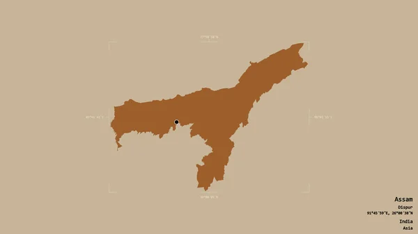 Área Assam Estado Índia Isolada Fundo Sólido Uma Caixa Delimitadora — Fotografia de Stock